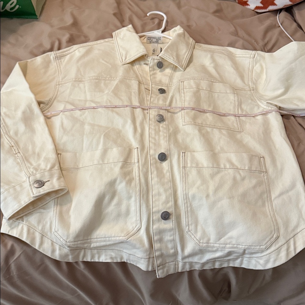 Future Collective Cream Denim Shacket Jacket - Picture 4 of 5